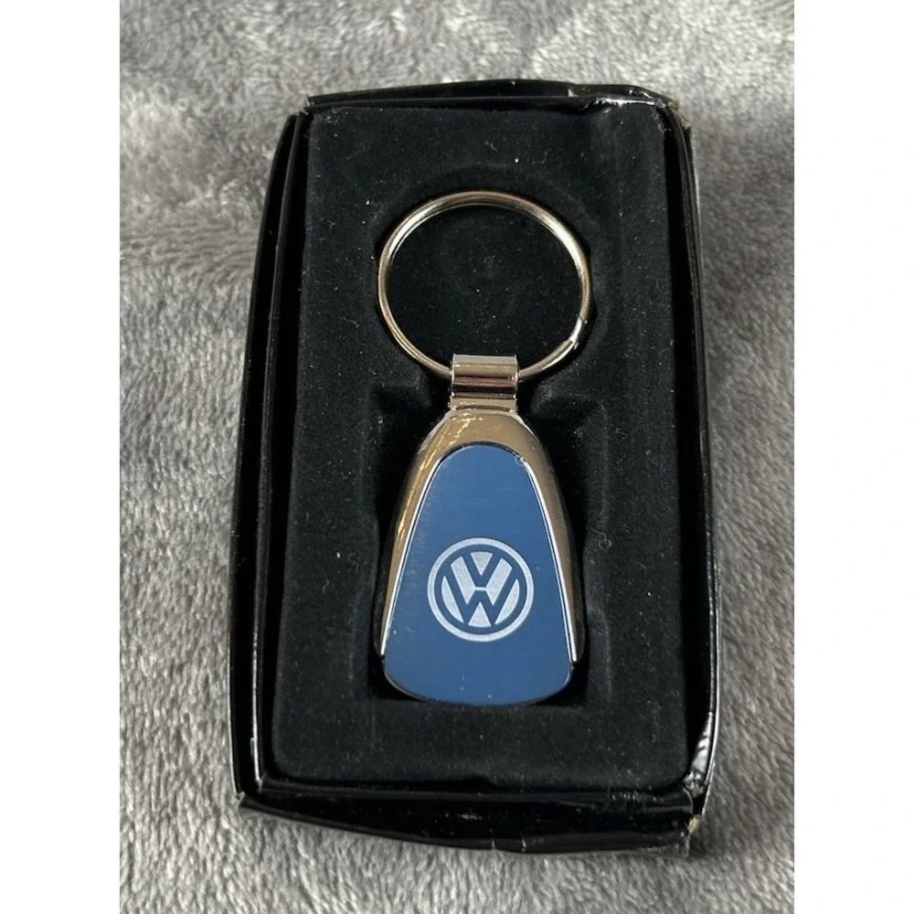 Volkswagen Blue Enamel Chrome Logo Keychain Jim Ellis VW Dealership New in Box